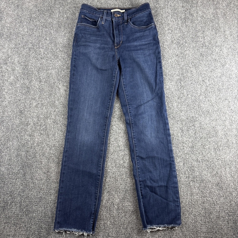 Levi's 724 High Rise Straight Raw Hem Jeans Dark Wash Size 27x30